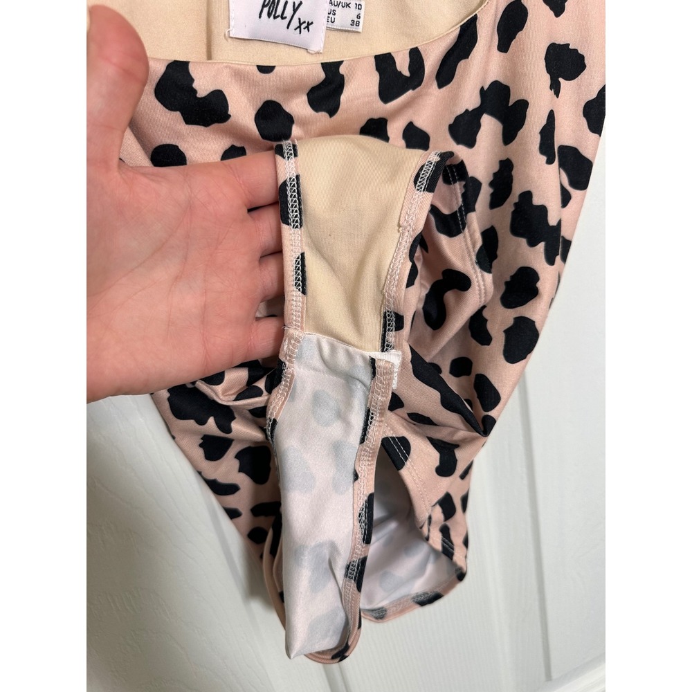 Princess Polly Pink Black Cheetah Animal Print Scoop Neck Bodysuit Womens US 6 - Picture 3 of 5